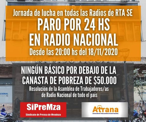 PARO POR 24 HS. A PARTIR DE LAS 20 HS. DEL 18/11/2020